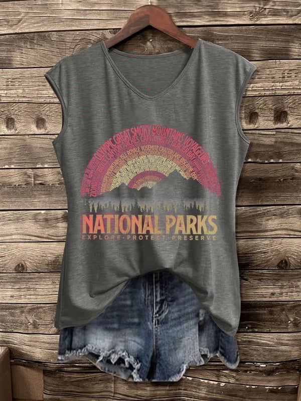 Women's Hotspots 63 National Parks Explore, Protect, And Preserve Print Casual Vest