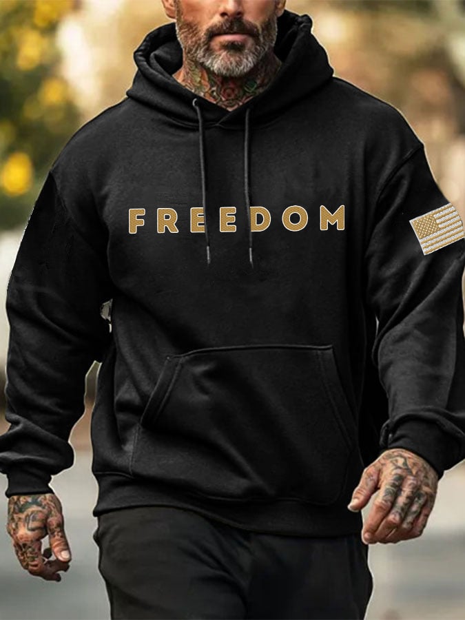 Men's Retro Freedom Print Hoodie