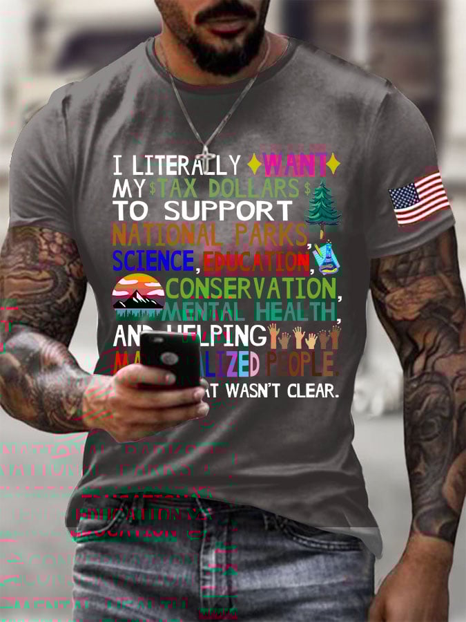 Men's Support National Parks Printed Round Neck T-Shirt