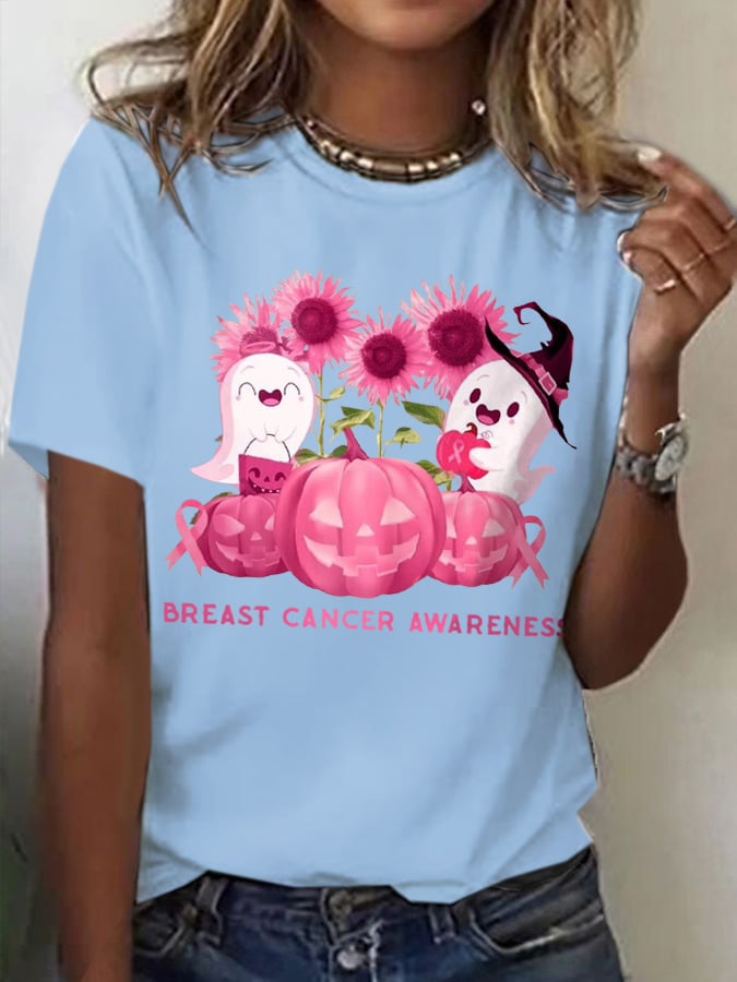 Women's Breast Cancer Printed Casual T-Shirt