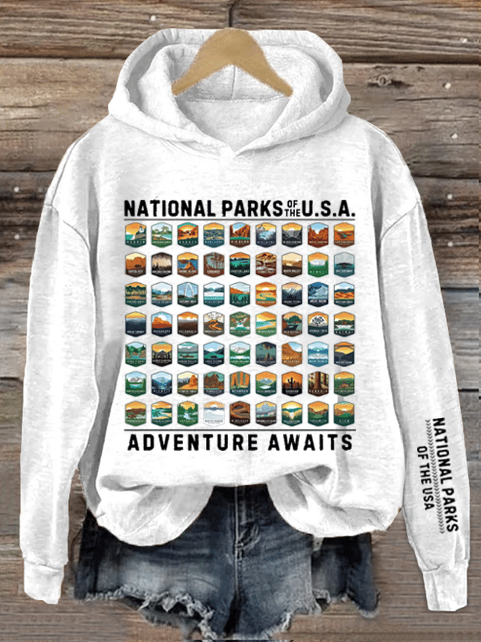 Women's National Parks Of The USA Heat Transfer Hood Sweatshirt