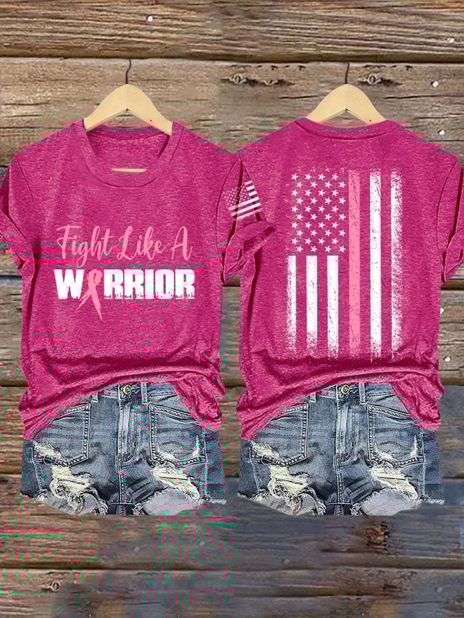 Women'S Breast Cancer Awareness Print Short Sleeve T-Shirt