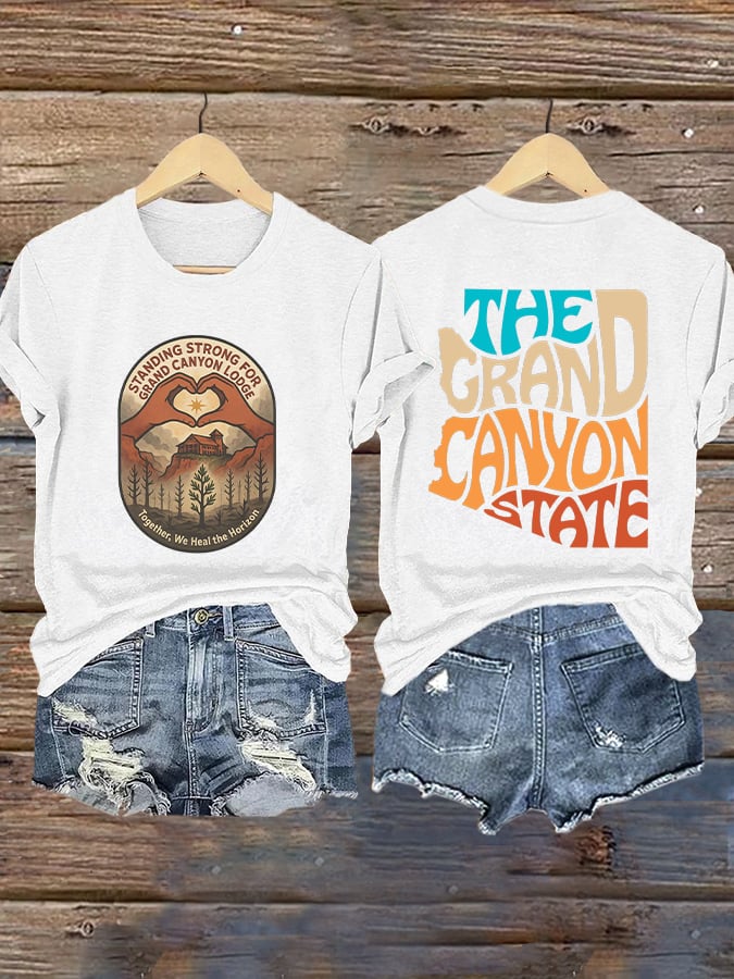 Retro Standing Strong For Grand Canyon Lodge Together, We Heal The Horizon .The Grand Canyon State Arizona Print T-Shirt