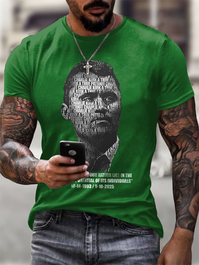 Men's Retro A True Patriot The Greatness Of Our Nation Lies In The Power And Potential Of Its Individuals Print T-Shirt