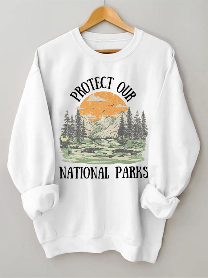Women's Protect Our National Parks Print Cozy Sweatshirt