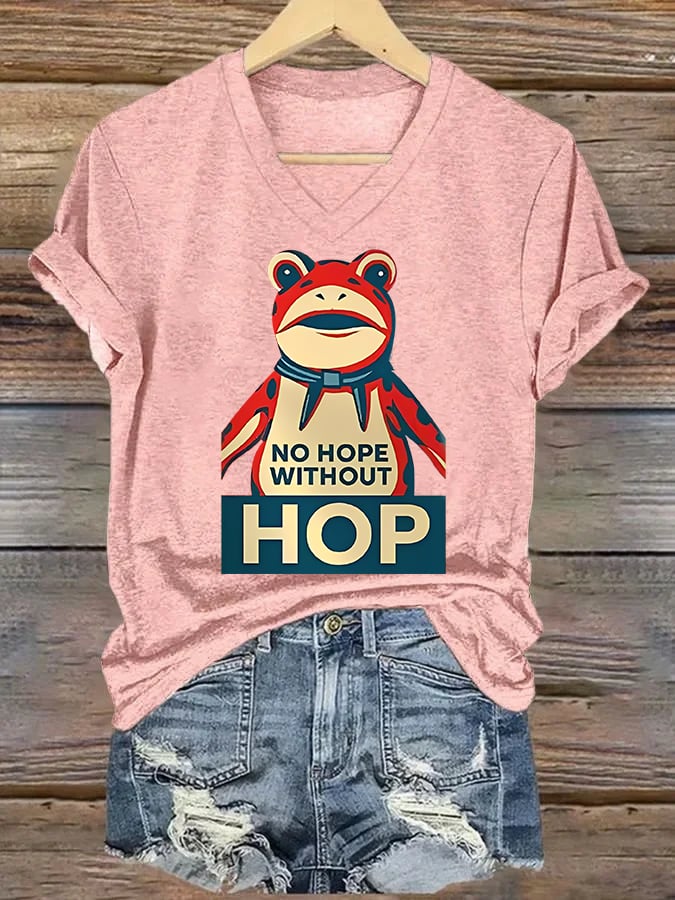 V-neck Women's no hope without hop Printed Casual T-Shirt