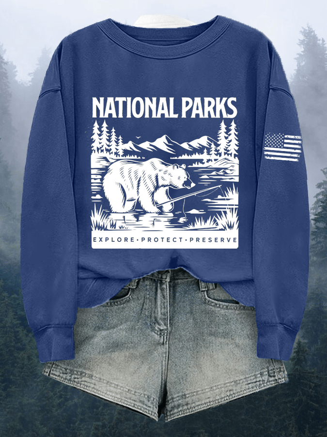 Women's National Parks Explore Protect Preserve Print Crewneck Sweatshirt