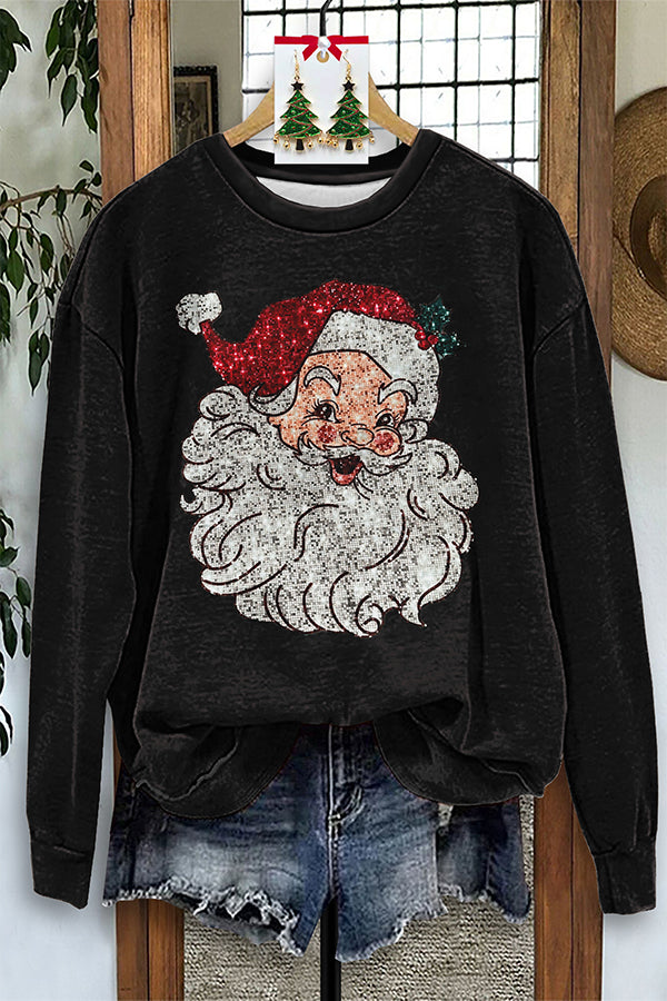 Shiny Santa Claus Sequin Print Sweatshirt