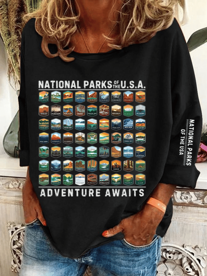 Women's National Parks Of The USA Heat Transfer Casual Sweatshirt