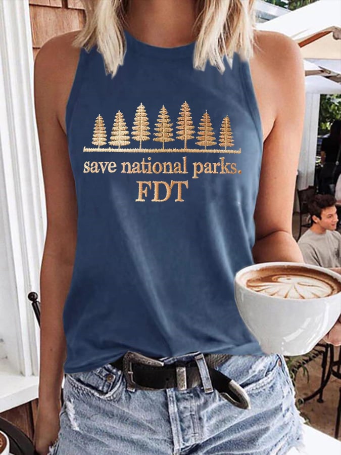 Women's Retro Save National Parks FDT Print Tank Top