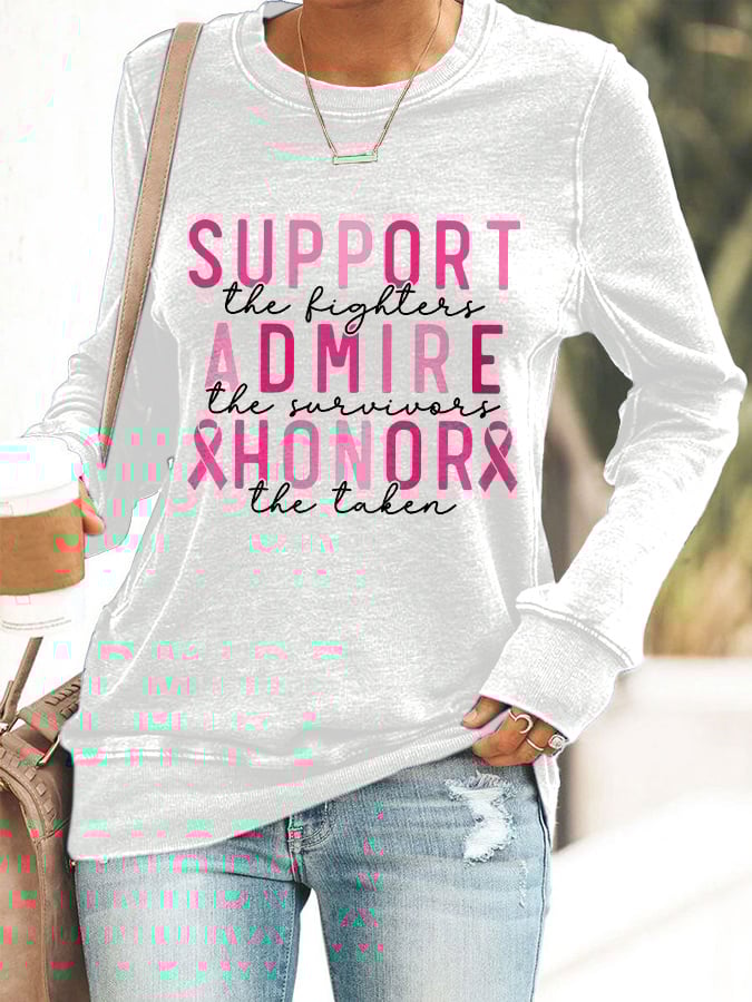 Women'S Casual Support The Fighter Admire The Survivors Honor The Taken Long-Sleeved Sweatshirt