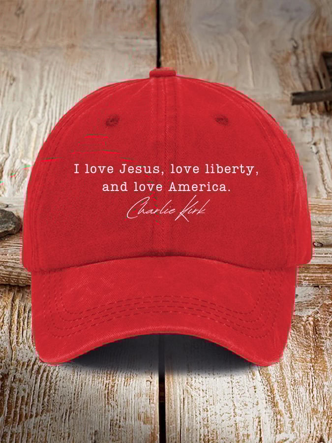 Retro I Love Jesus, Love Liberty, And Love America Print Baseball Cap