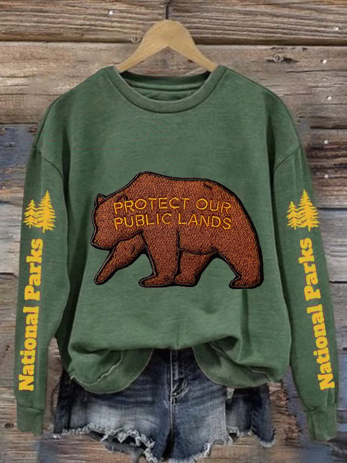 Women'S Protect Our Public Lands National Parks Print Sweatshirt