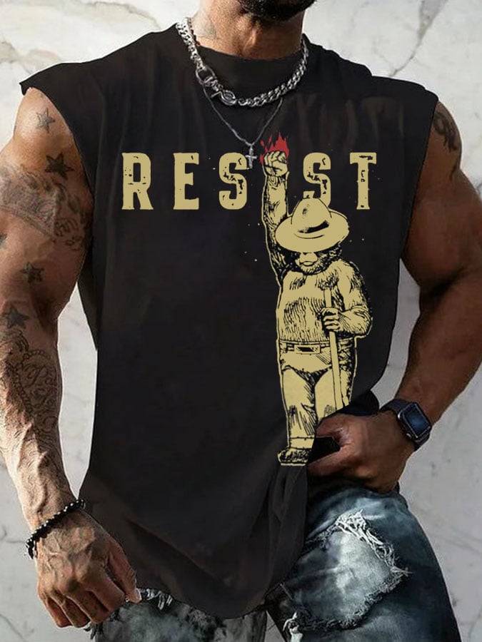 Men's Protect Our National Parks Print Round Neck Tank Top