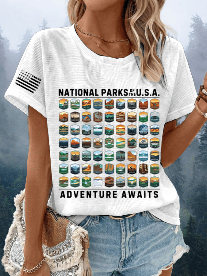 Women's National Parks Of The USA Waffle Crew Neck T-Shirt