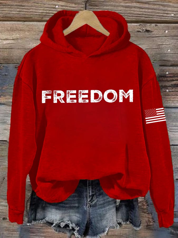 Women's freedom Print Casual Hoodie Sweatshirt