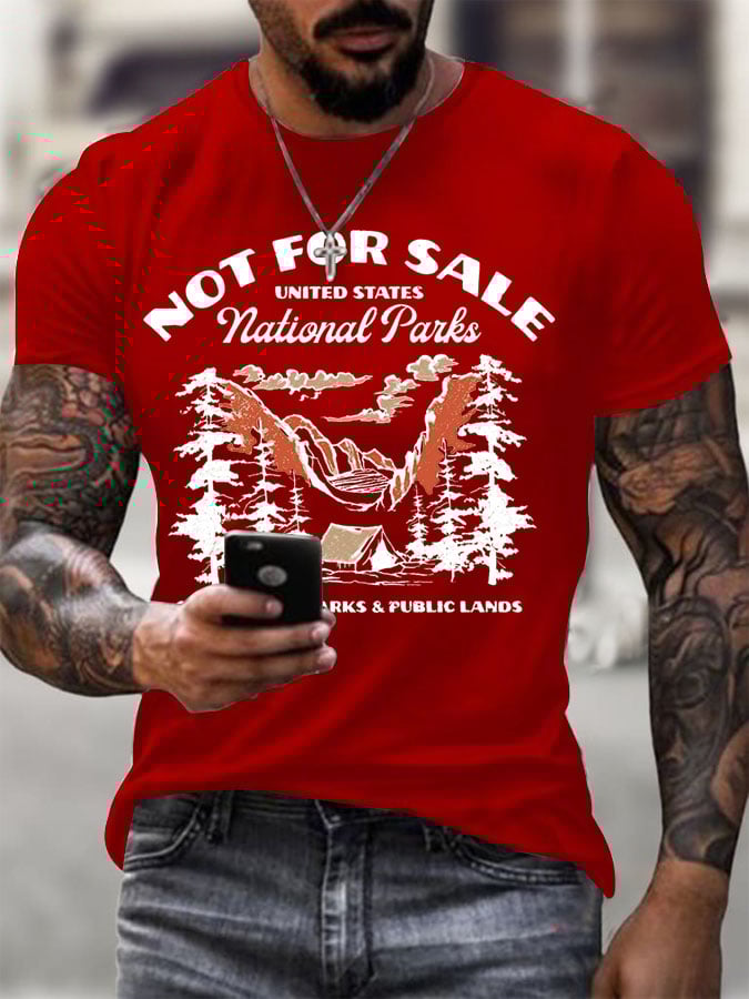 Men's Support National Parks Printed Round Neck T-Shirt