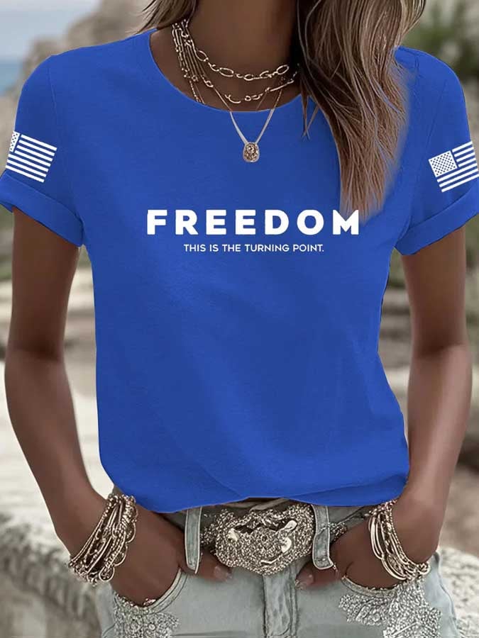Women's Commemorative Leader FREEDOM Print Crew Neck T-Shirt