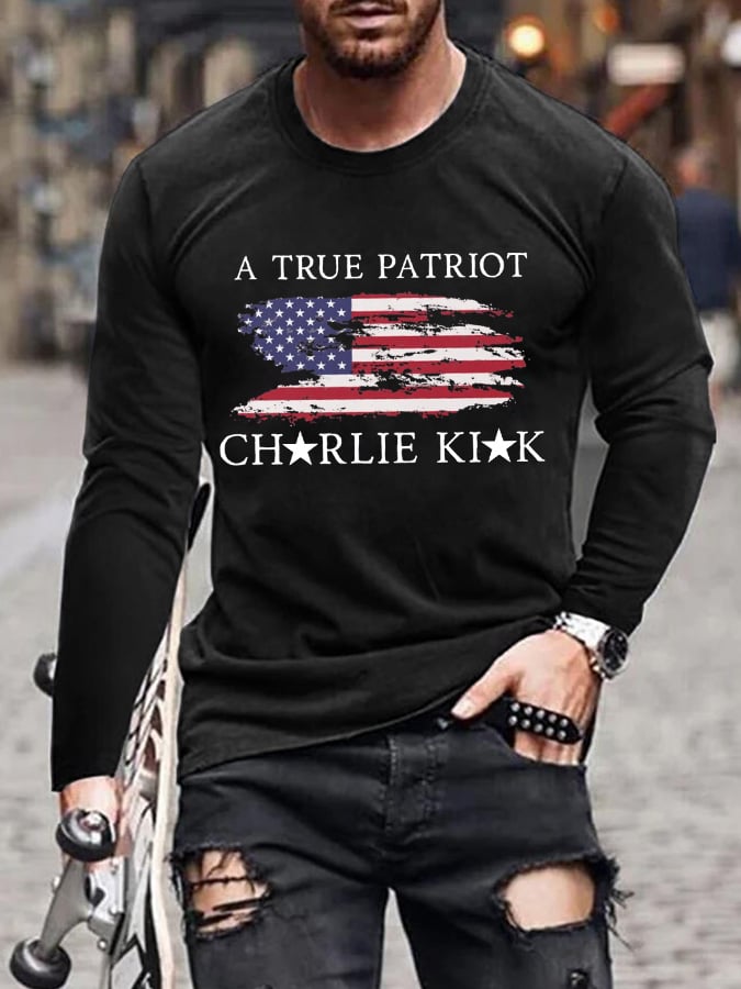 Men'S Freedom American Flag Print T-Shirt