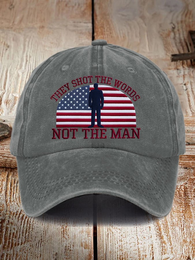 Unisex Vintage They Shot The Words Not The Man Print Hat