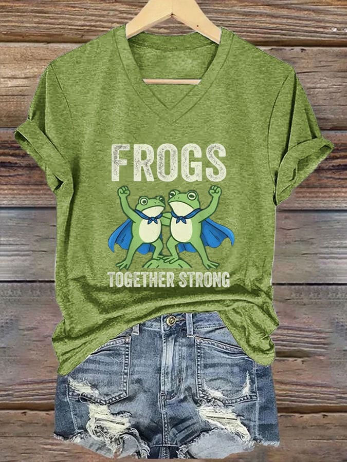 Women's Frogs Together Strong Printed T-Shirt