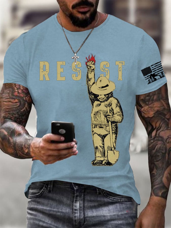 Men's Protect Our National Parks Printed Round Neck T-Shirt