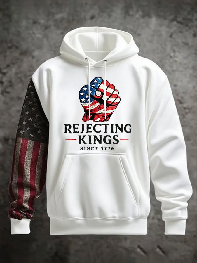 Men's “Rejecting Kings Since 1776” Print Long Sleeve Hoodie