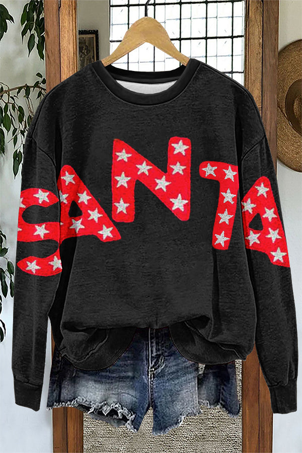 Christmas SANTA Santa Claus Print Sweatshirt