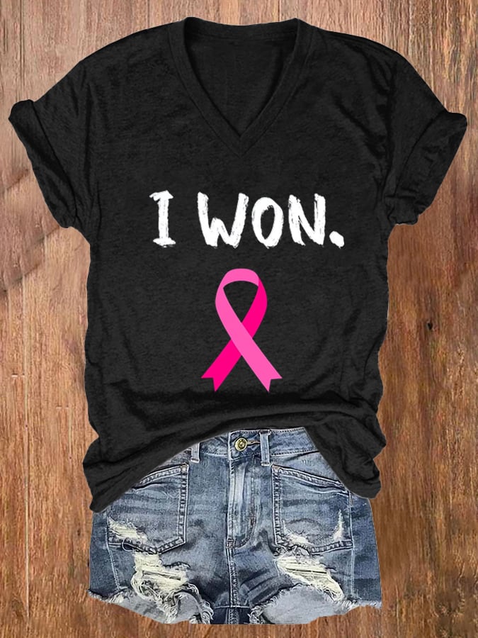 Women's Breast Cancer Survivor Printed Casual T-Shirt