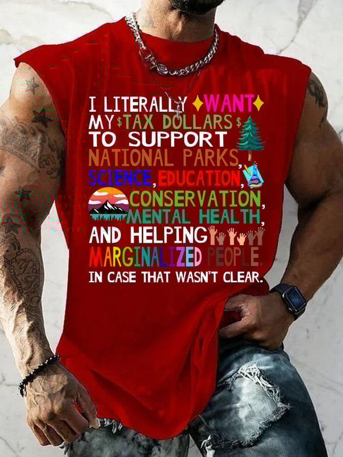 Men's Support Our National Parks Print Round Neck Tank Top