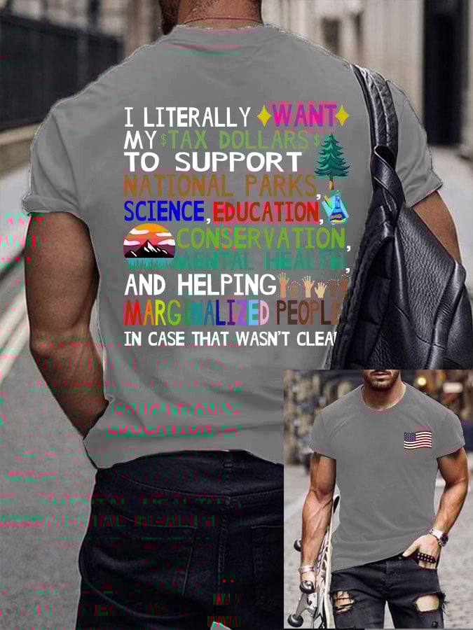 Men's Support Our National Parks Printed Round Neck T-Shirt