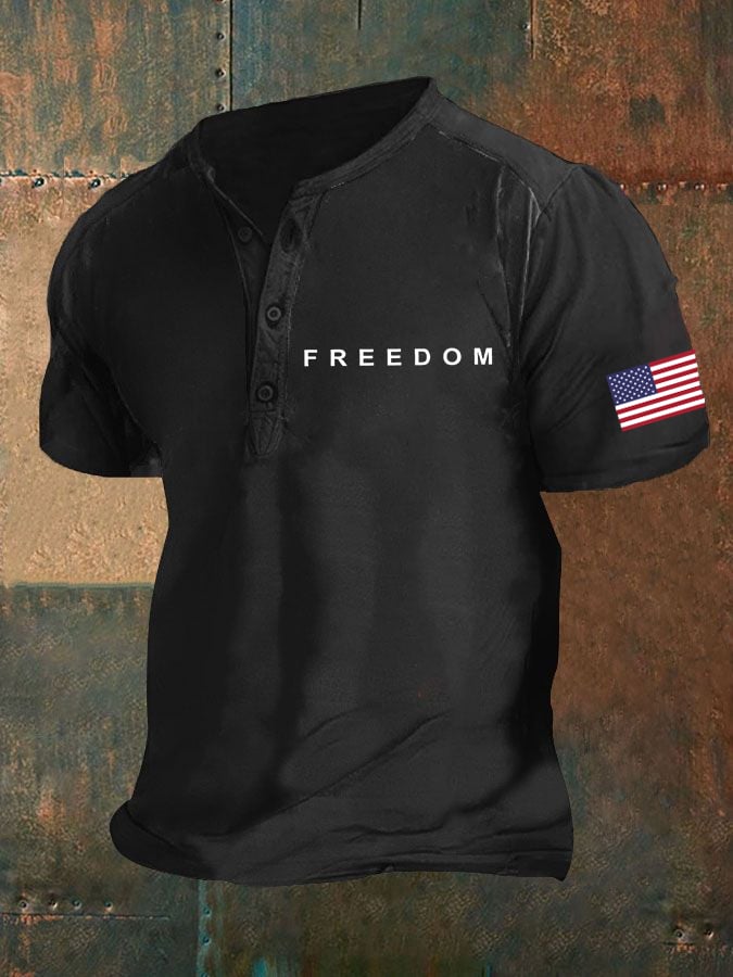 Men's Freedom American Flag Print Top