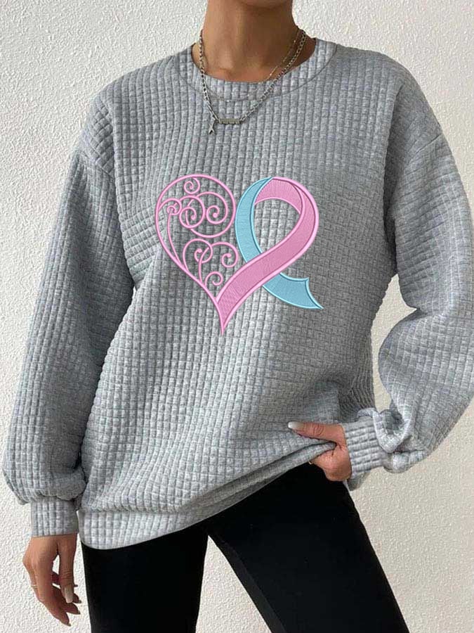 Women's Pink Heart Checkered Sweatshirt