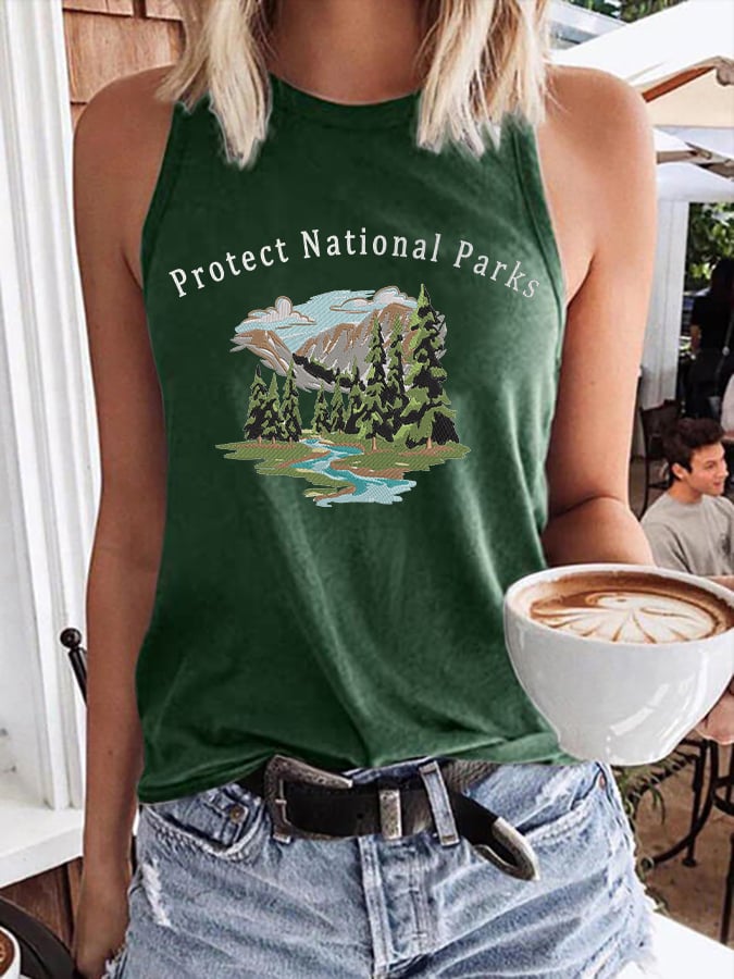 Women’s Retro Protect Our National Parks Print Tank Top