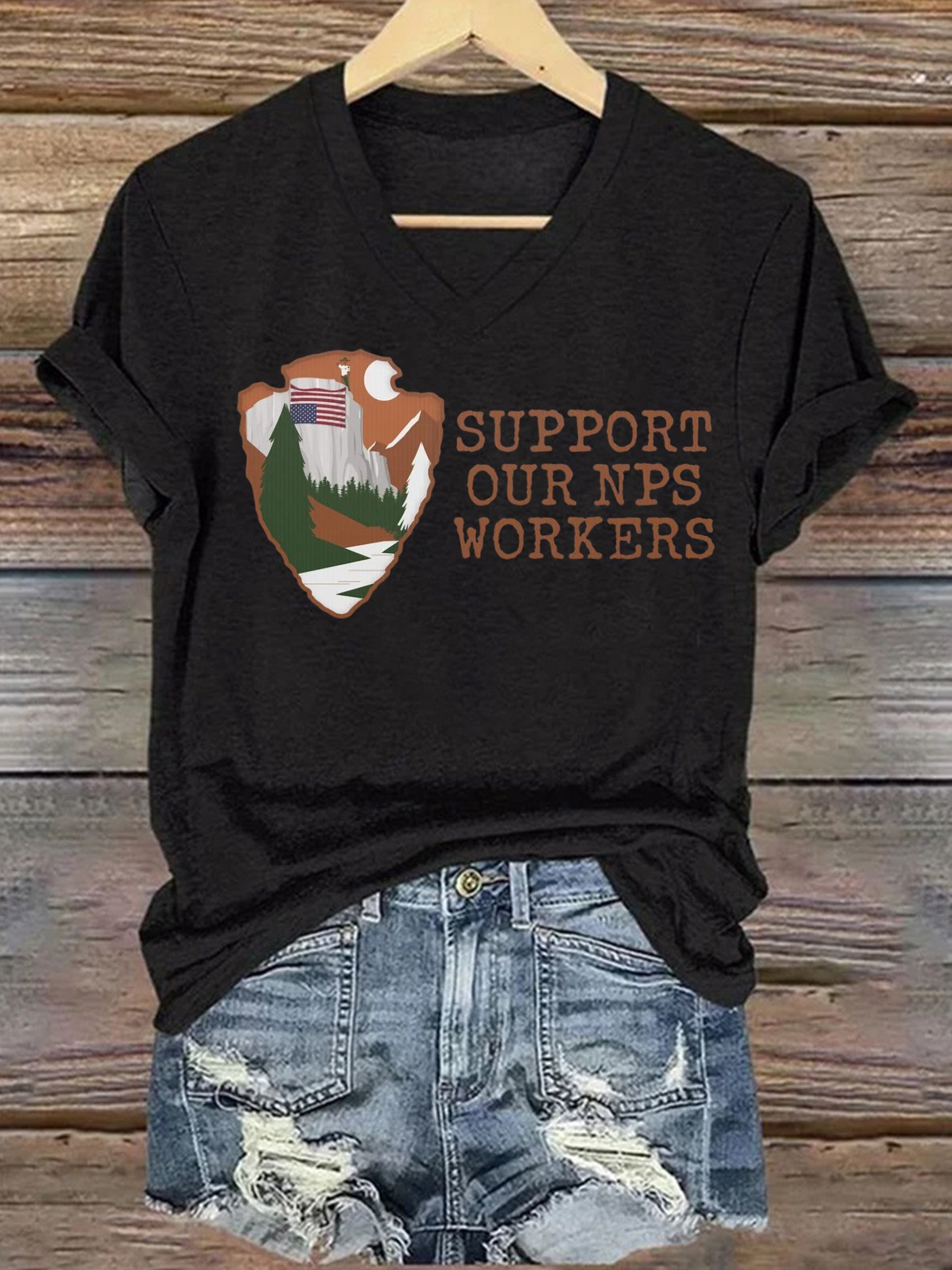 Women's I Stand With Park Rangers Printed Short-Sleeved T-Shirt