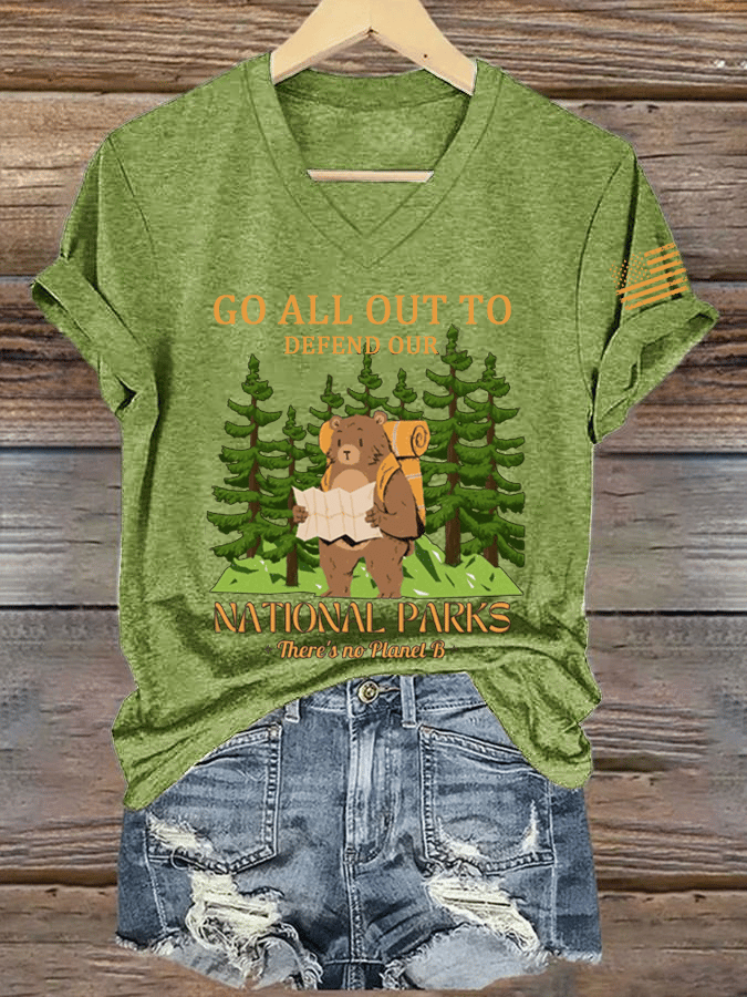 Women's Protect National Parks Print V-Neck T-Shirt