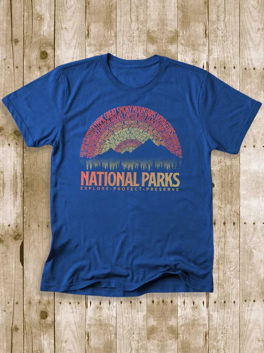 Men's 100% Cotton National Park Crew Neck Short Sleeve T-Shirt
