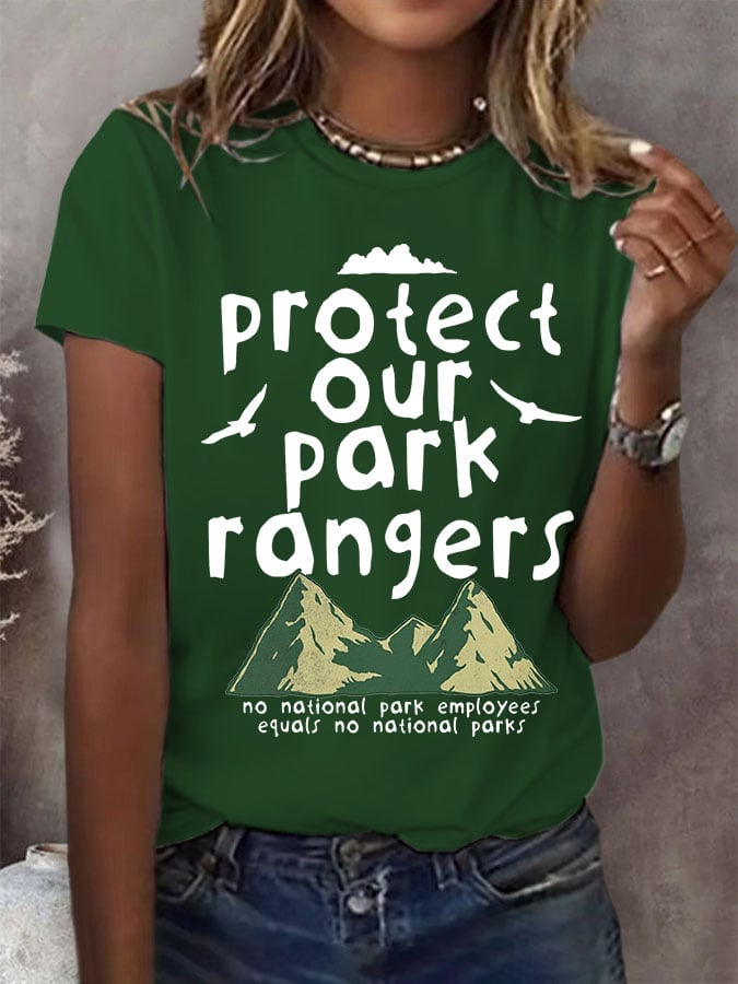 Women's Protect Our Park Rangers Print Round Neck T-Shirt