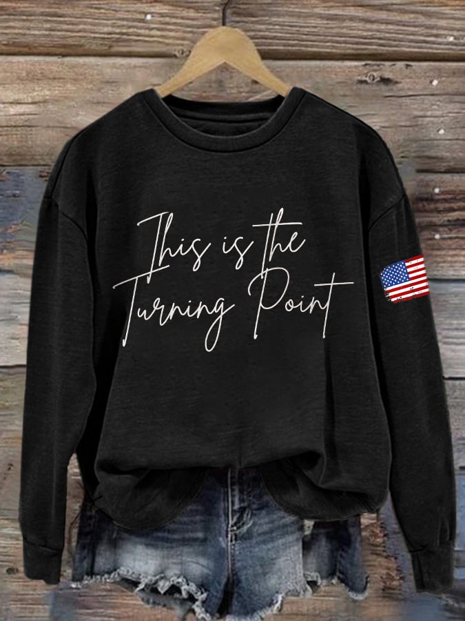 Retro This Is The Turning Point Print Sweatshirt