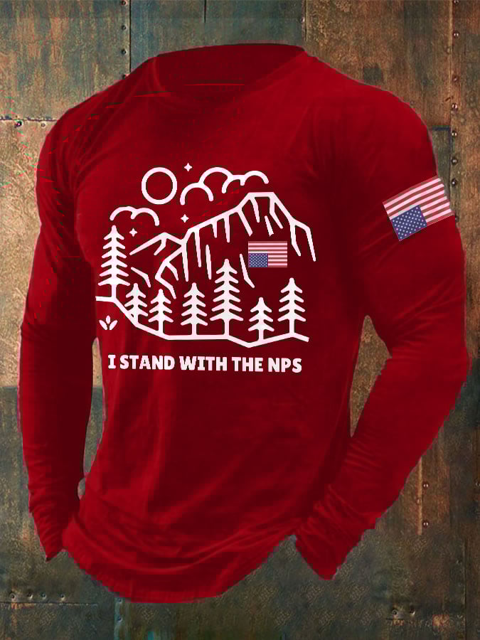 Men's Retro I Stand With The NPS National Park Support Print T-Shirt