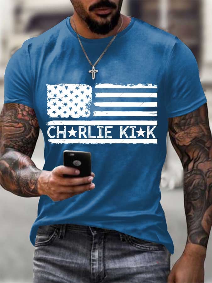 Men's Freedom Flag Print T-Shirt