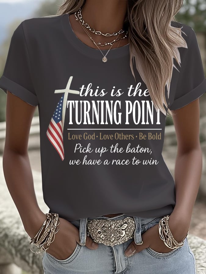 Women's This Is The Turning Point Printed Round Neck T-Shirt