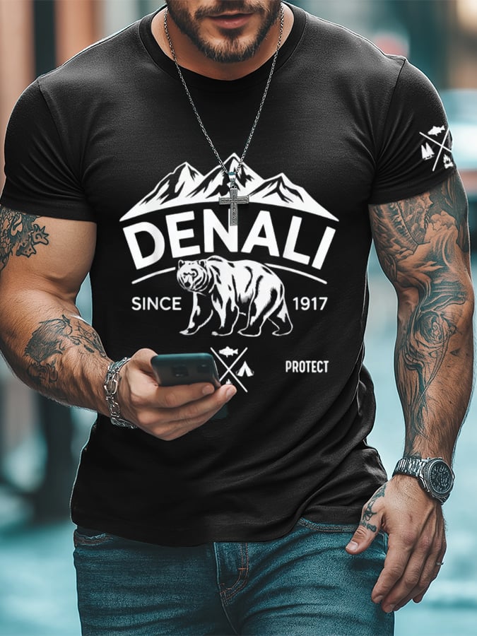 Men's Protect Our National Parks Printed Round Neck T-Shirt