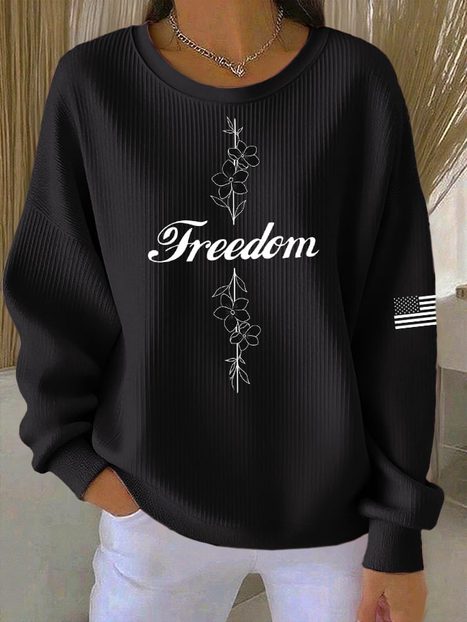 Women's Casual Freedom Faith Textured Sweatshirt