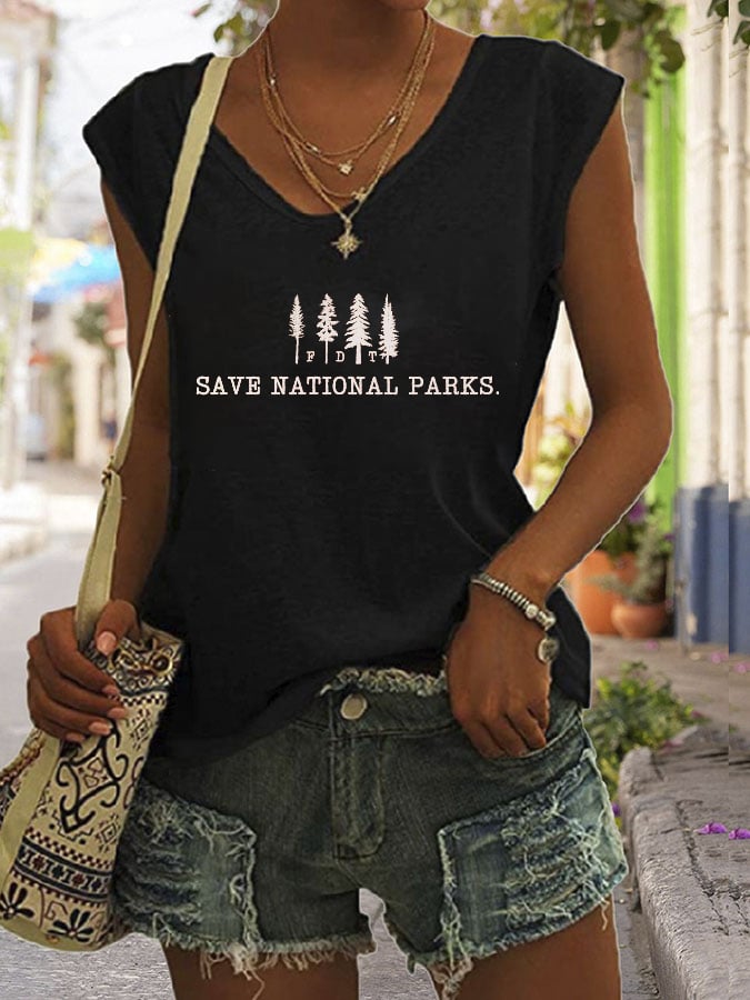 Women's Save The National Parks Print Sleeveless Tank Top