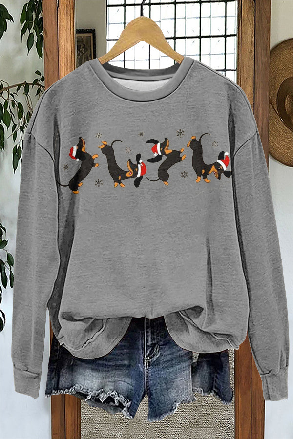 Christmas Dachshund Print Sweatshirt