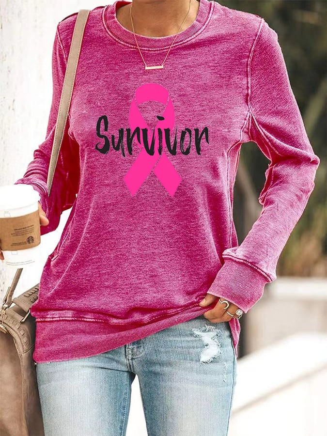 Women's Breast Cancer Survivor Crew Neck Sweatshirt