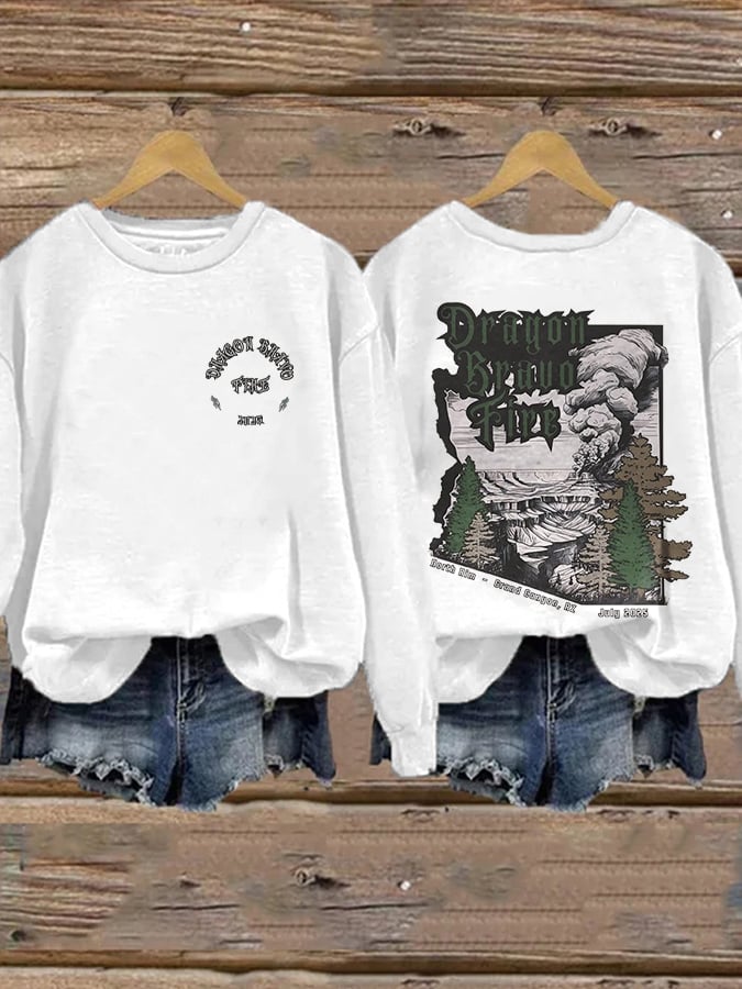 Retro Dragon Bravo Fire North Rim Grand Canyon, AZ July 2025 Print Sweatshirt