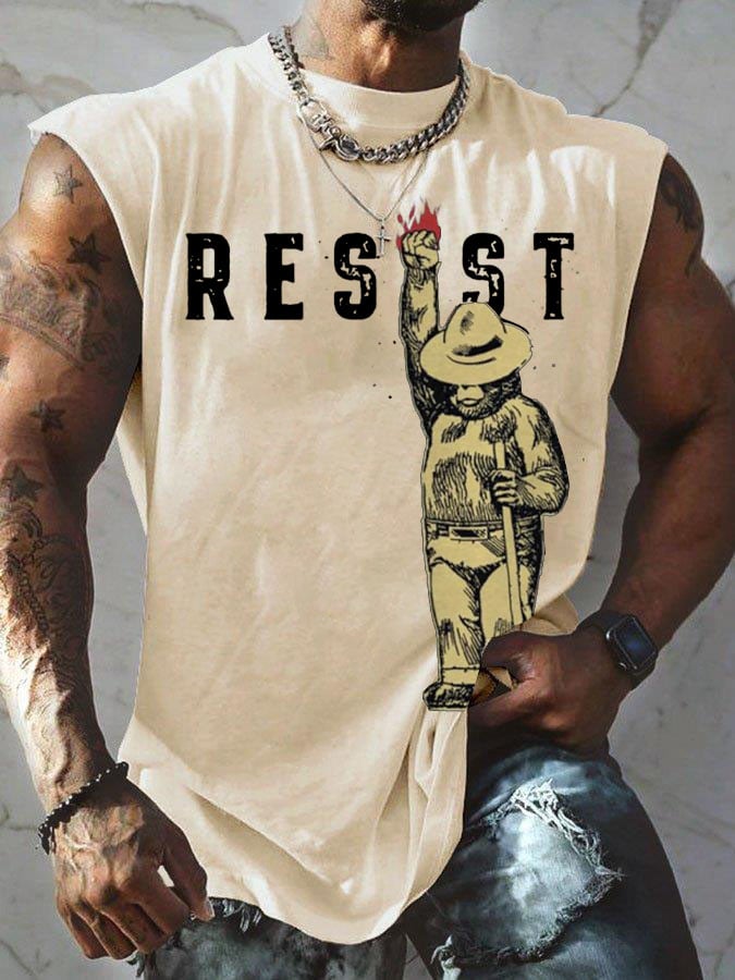 Men's Protect Our National Parks Print Round Neck Tank Top