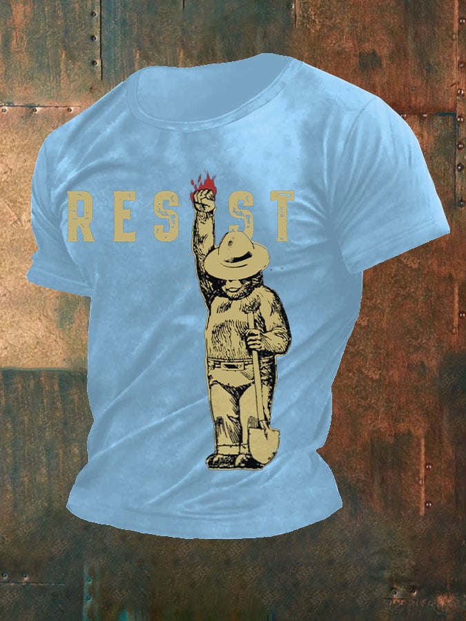 Men's Support National Parks Printed Round Neck T-Shirt